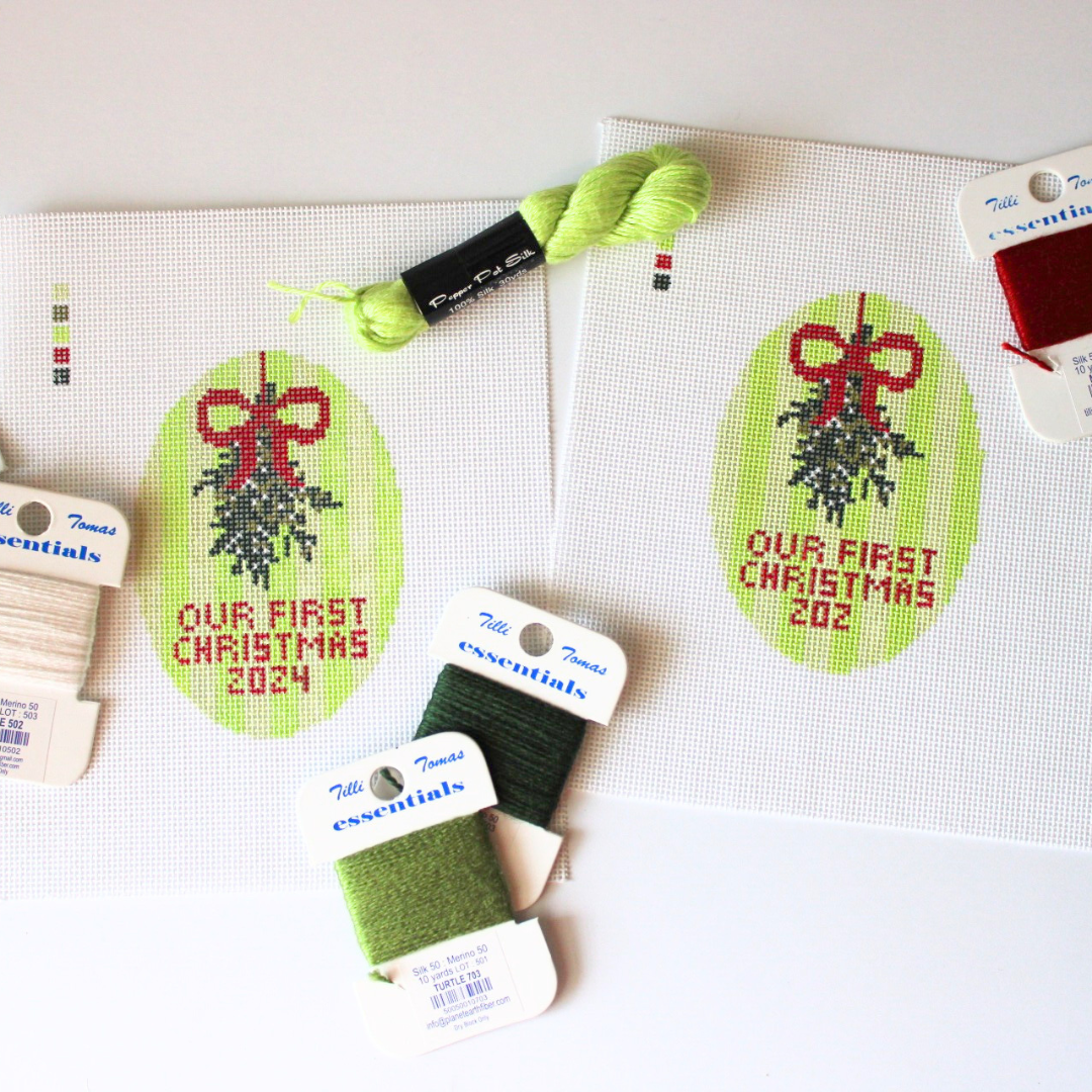 Our First Christmas Ornament (Custom Year) Needlepoint Canvas