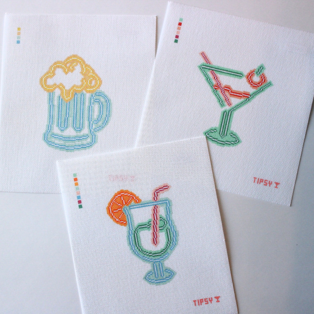 Neon Cocktail Needlepoint Canvas