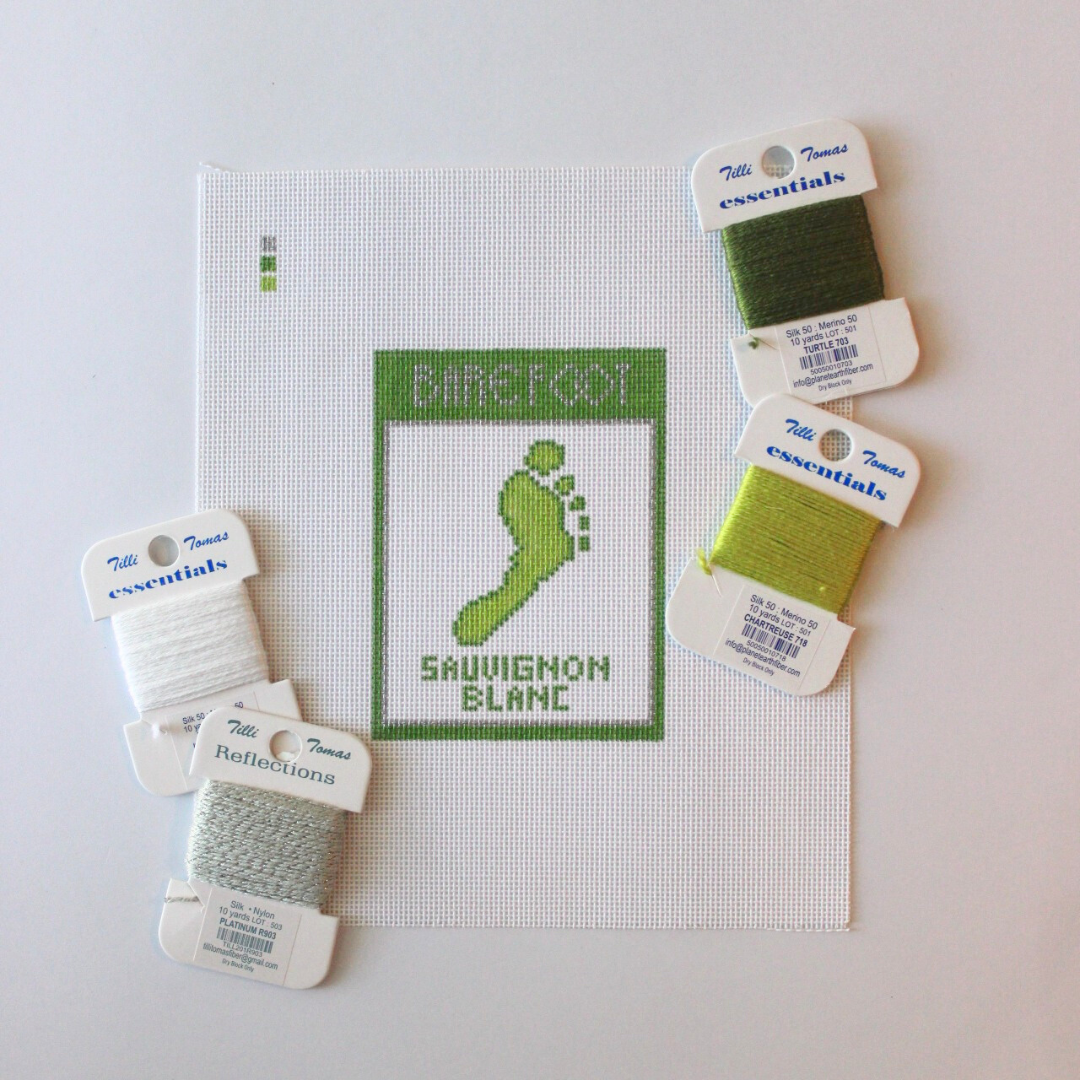 Sauvignon Blanc Label Needlepoint Canvas