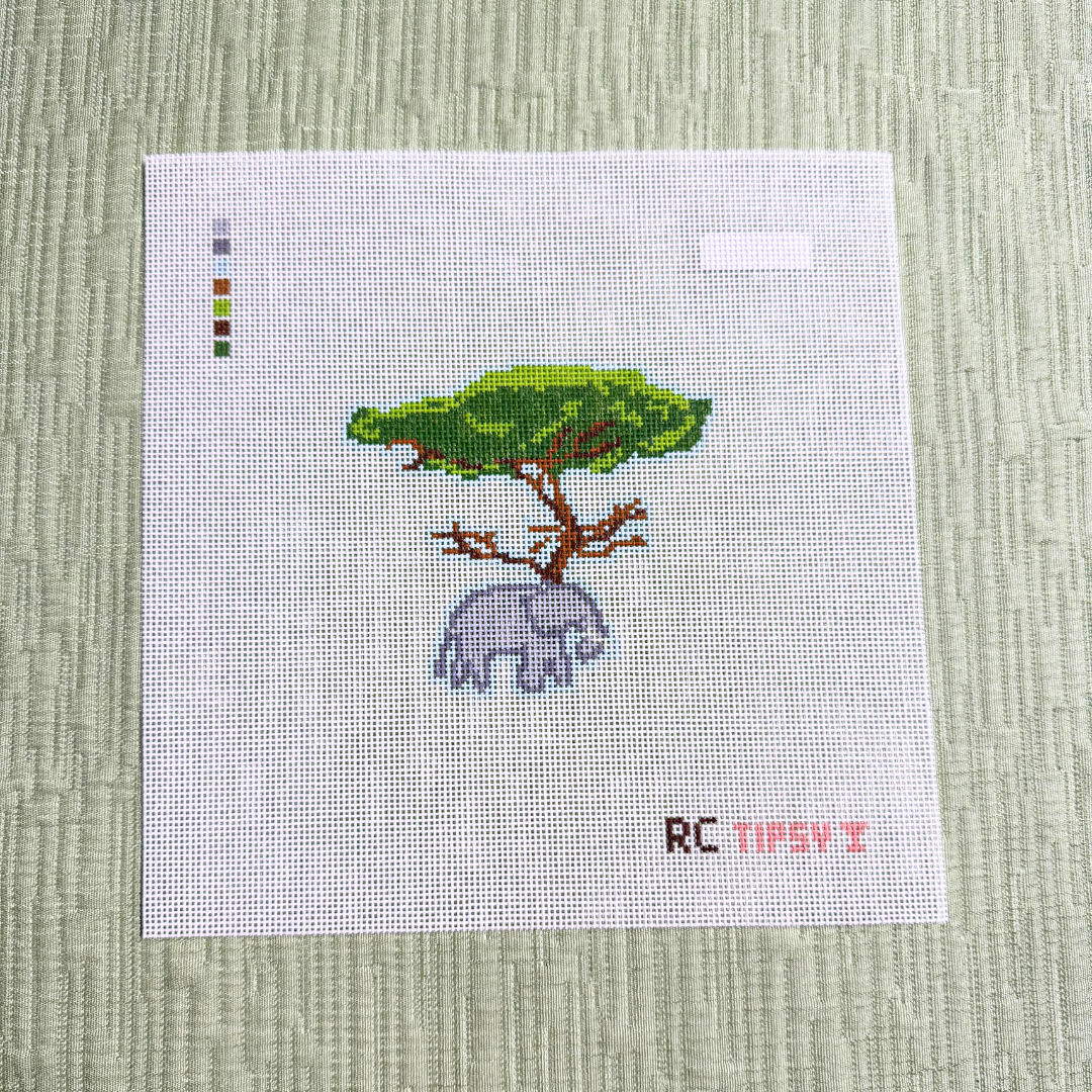 African Safari Elephant Needlepoint Canvas - RenniCo x T&T