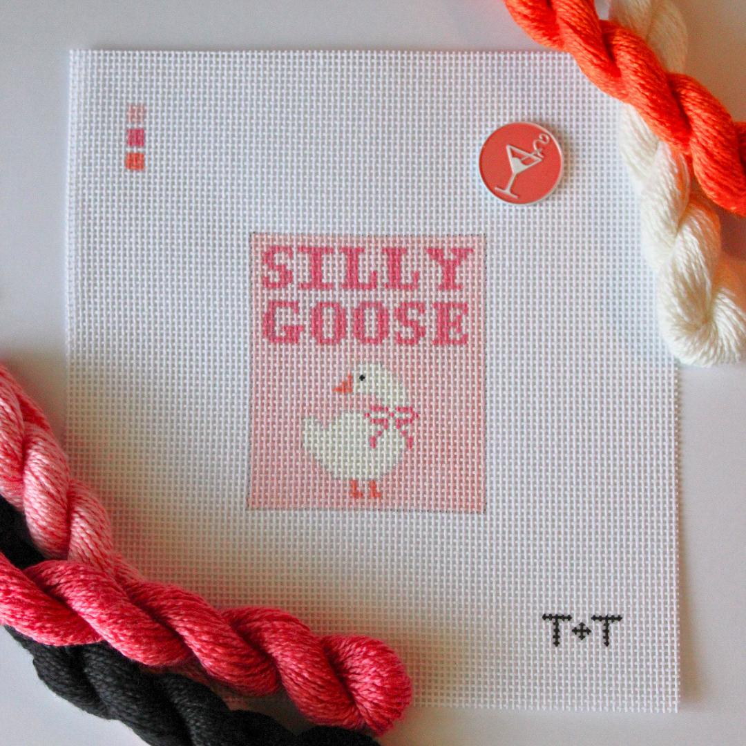 Pre-Order: Pink Silly Goose Needlepoint Canvas
