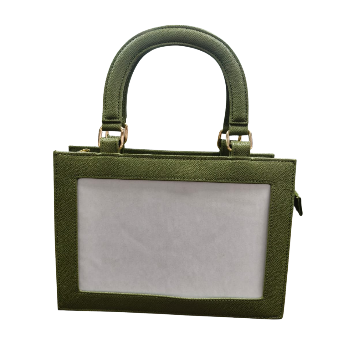 Pre-Order: Needlepoint Self-Finishing Leather Purse in Olive