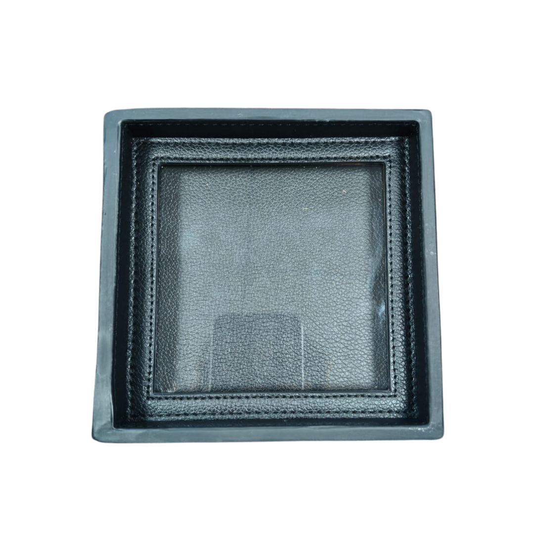 Pre-Order: Interchangeable Needlepoint Leather Coaster in Black