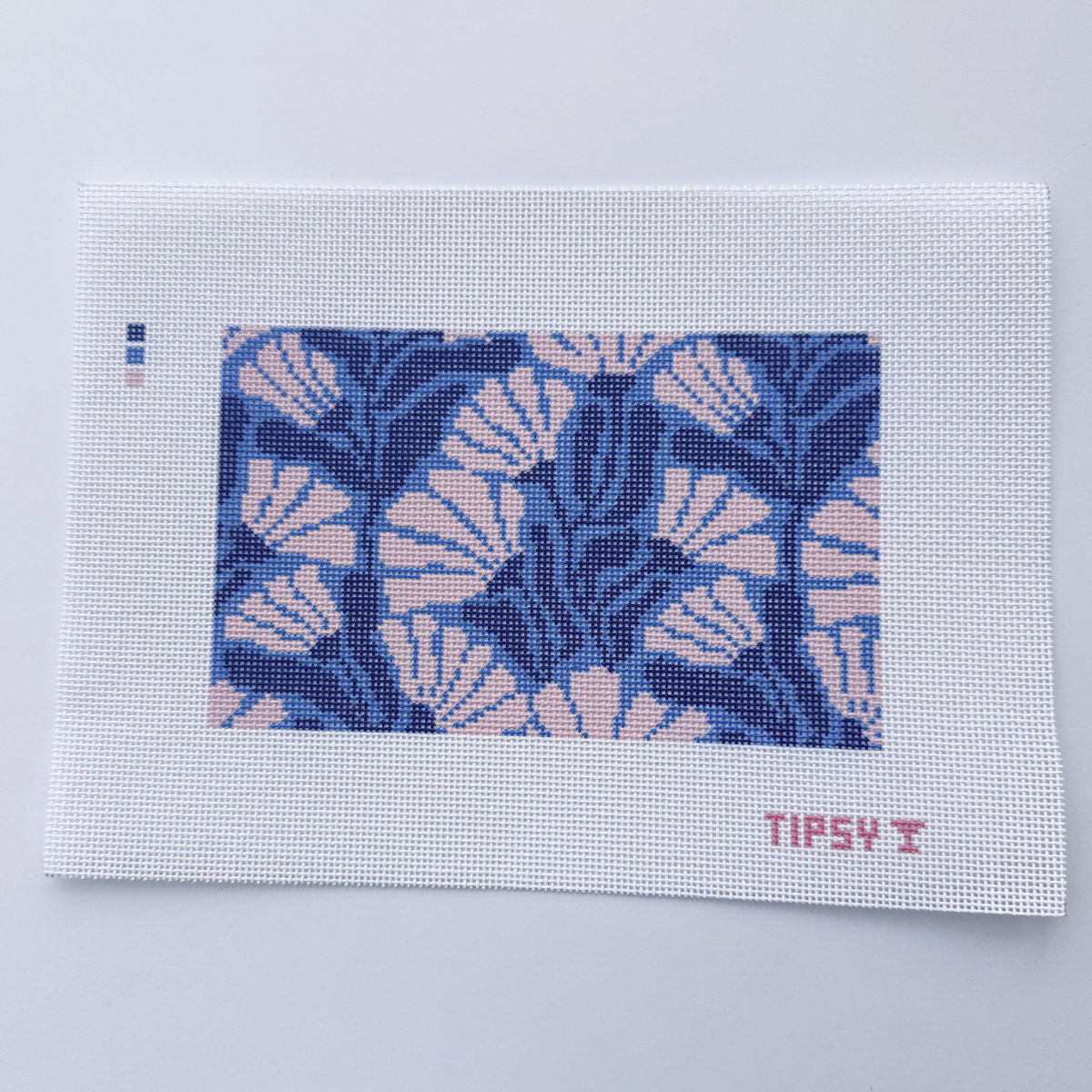 Pink & Blue Blooms Purse Insert Needlepoint Canvas