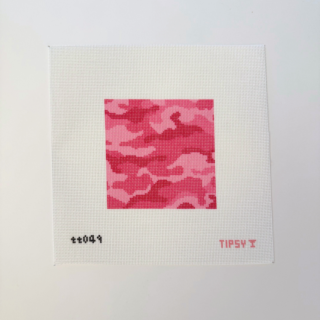 Pink Camo Square Needlepoint Canvas