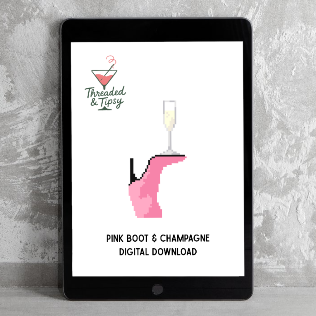 Pink Boot & Champagne Digital Needlepoint Chart