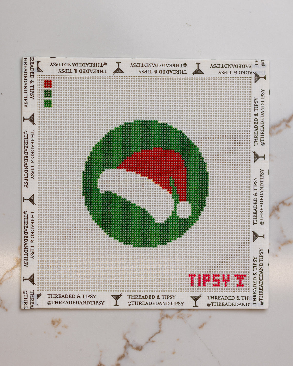Santa Hat Round Needlepoint Canvas