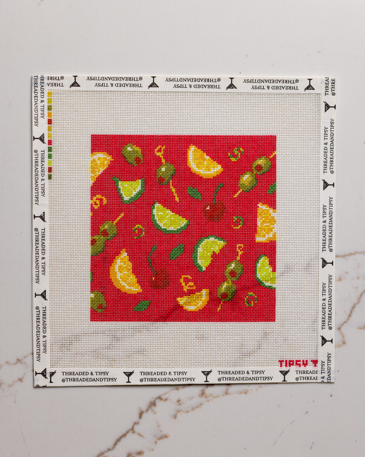 Square Cocktail Garnish Needlepoint Canvas