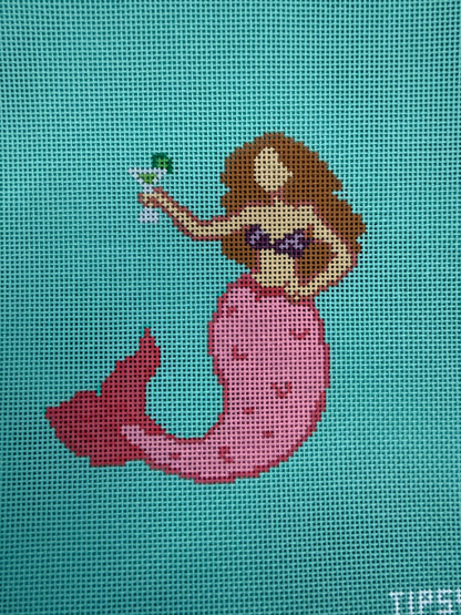 Rose Tipsy Mermaid Needlepoint Canvas