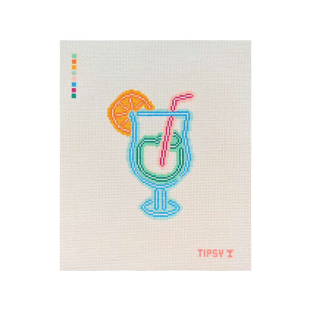Neon Cocktail Needlepoint Canvas