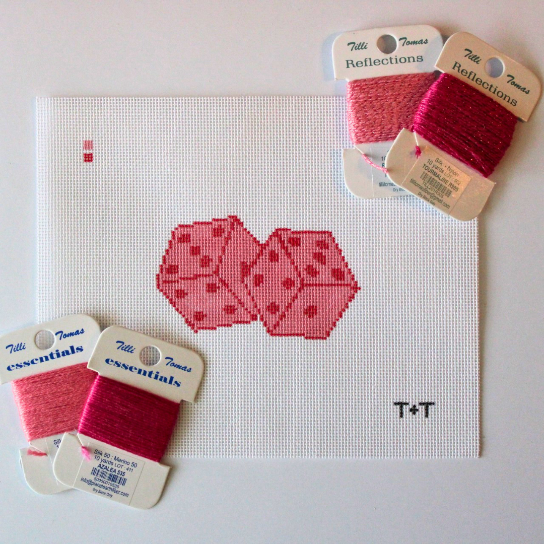 Pink Dice Needlepoint Canvas