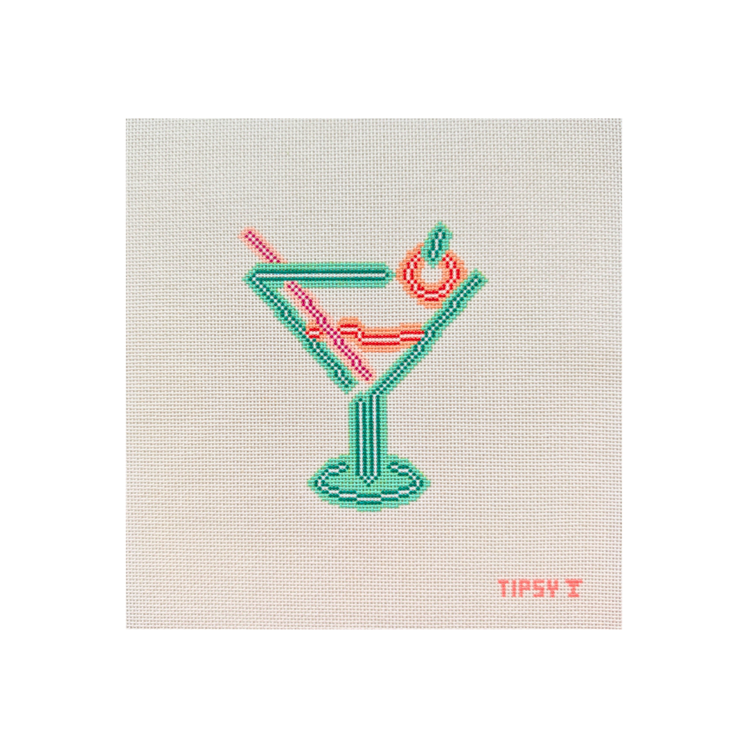 Neon Martini Needlepoint Canvas