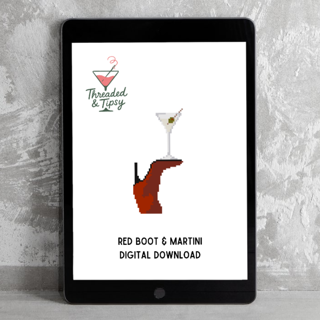 Red Boot &amp; Martini Digital Needlepoint Chart