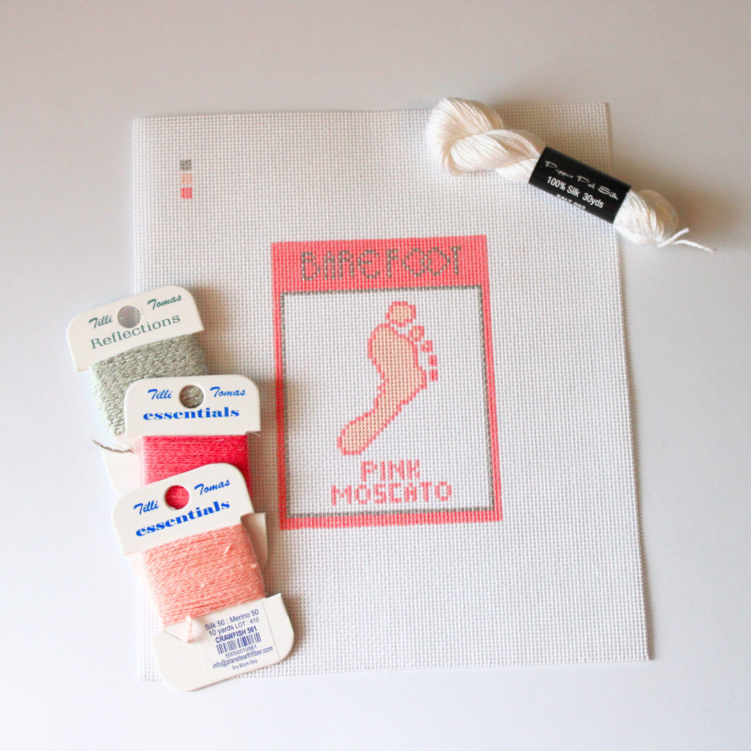 Pink Moscato Label Needlepoint Canvas