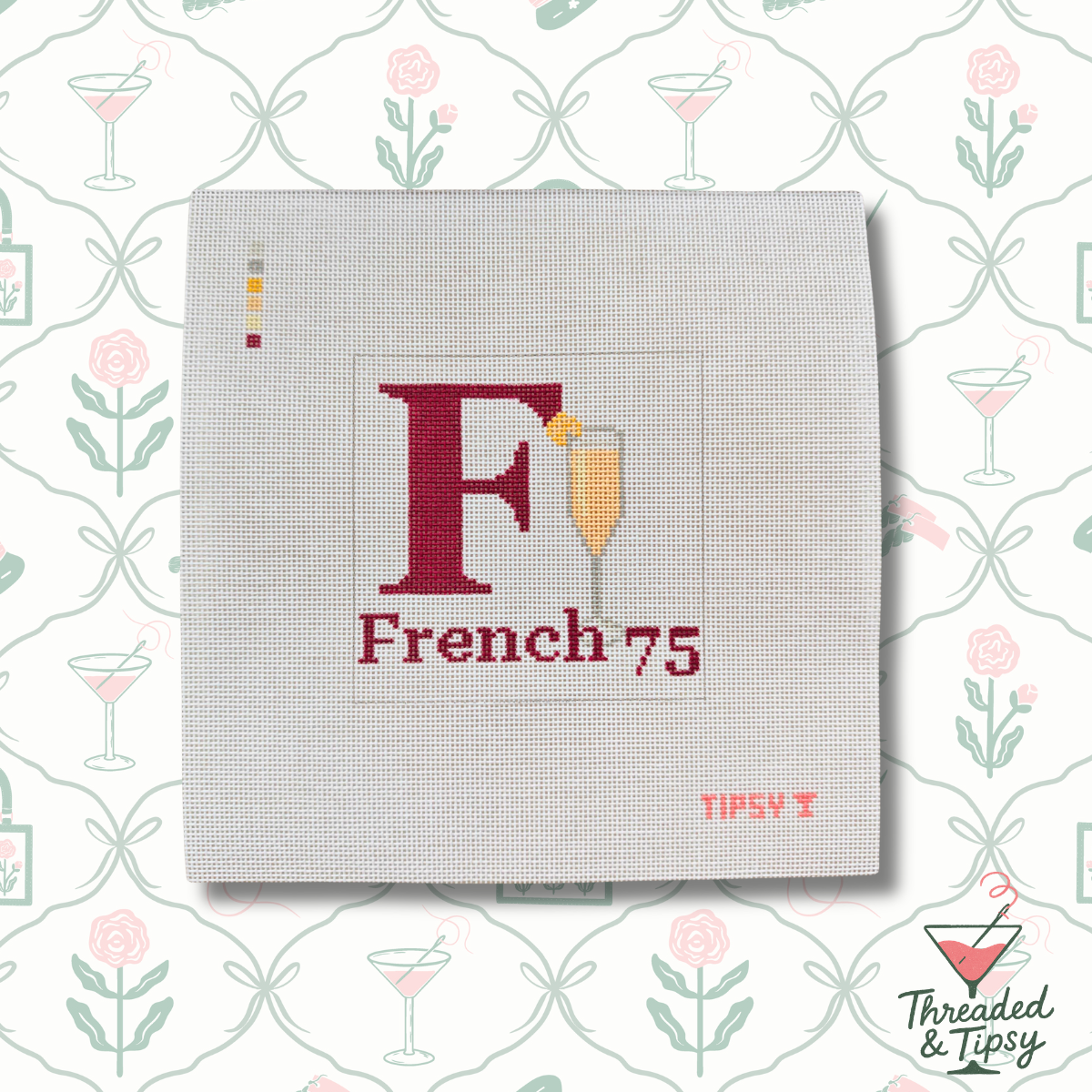 F for French 75 Needlepoint Canvas