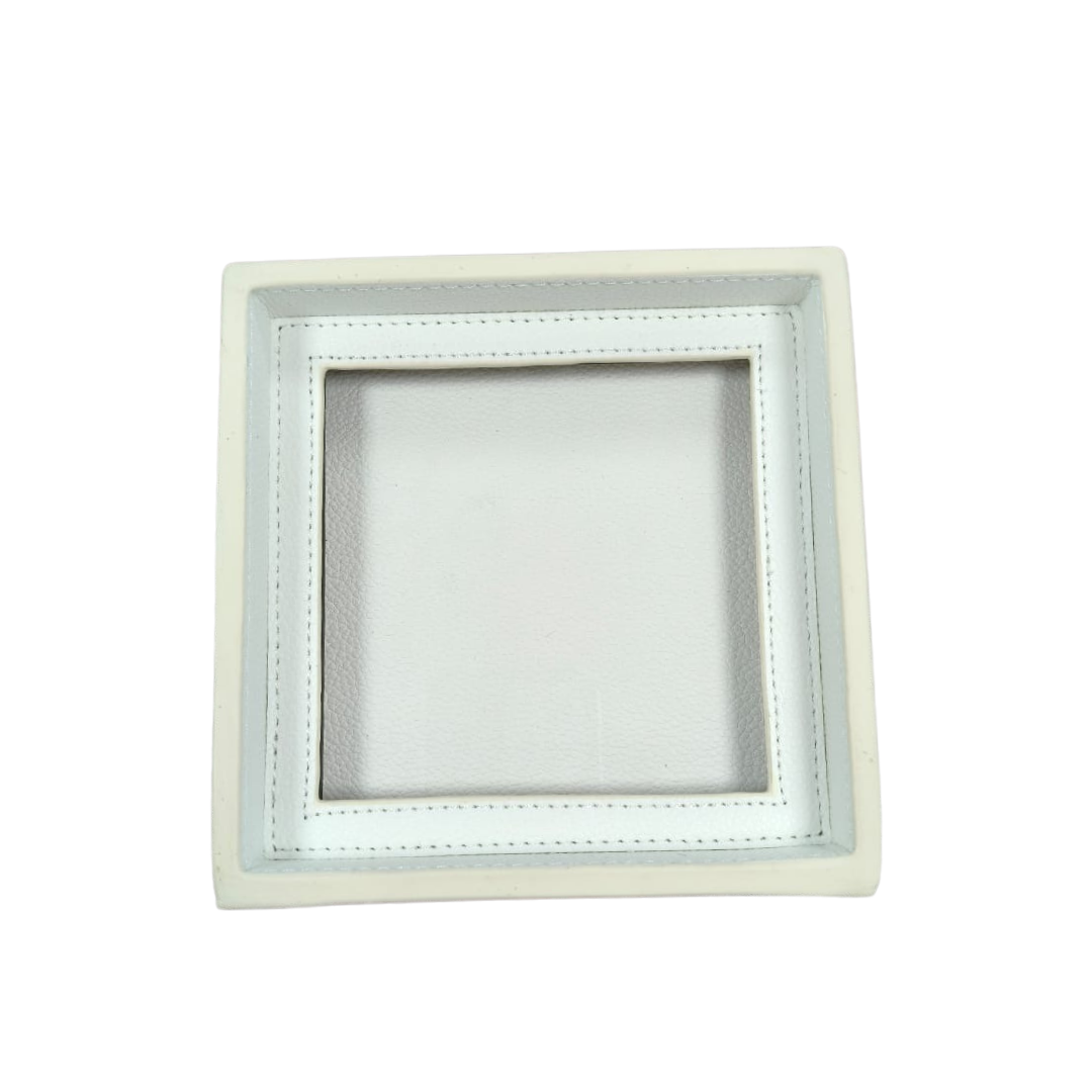 Pre-Order: Interchangeable Needlepoint Leather Coaster in True White