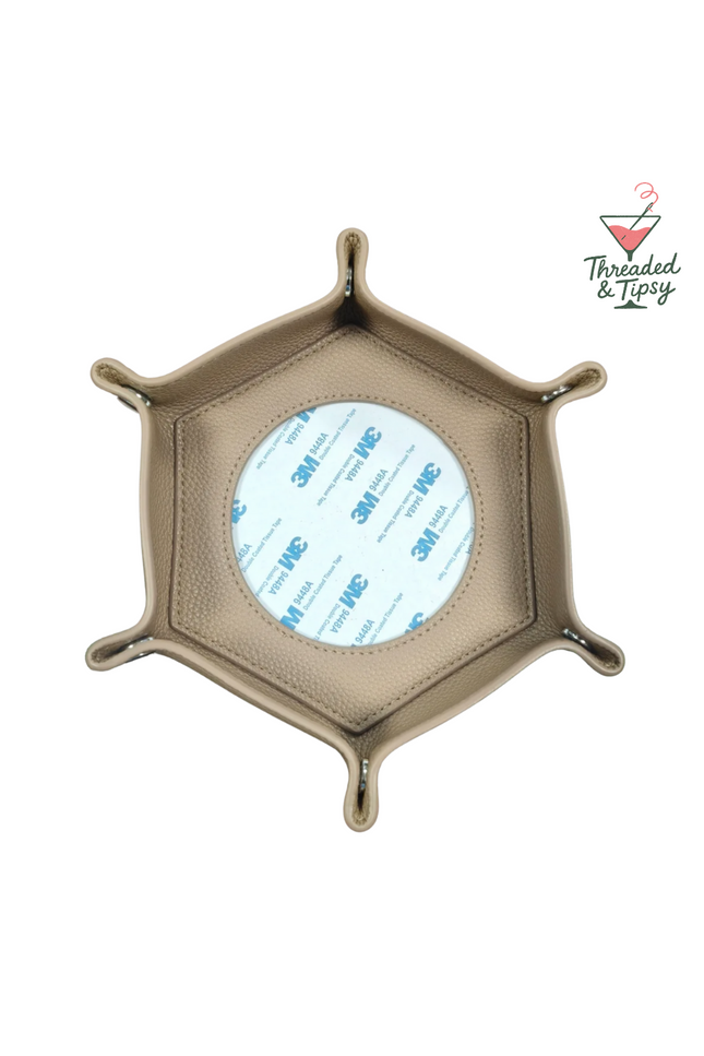 Needlepoint Self-Finishing Tan Hexagon Snap Tray
