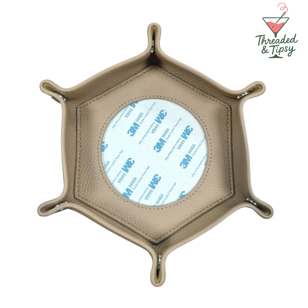 Needlepoint Self-Finishing Tan Hexagon Snap Tray