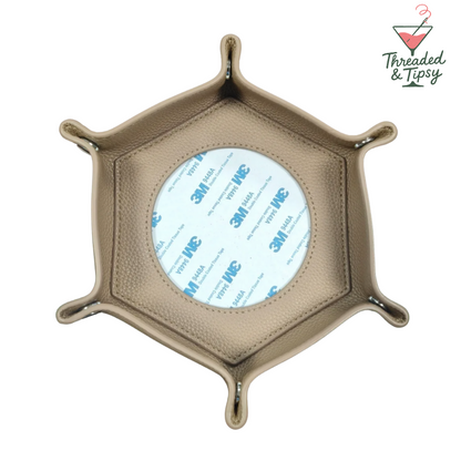 Needlepoint Self-Finishing Tan Hexagon Snap Tray