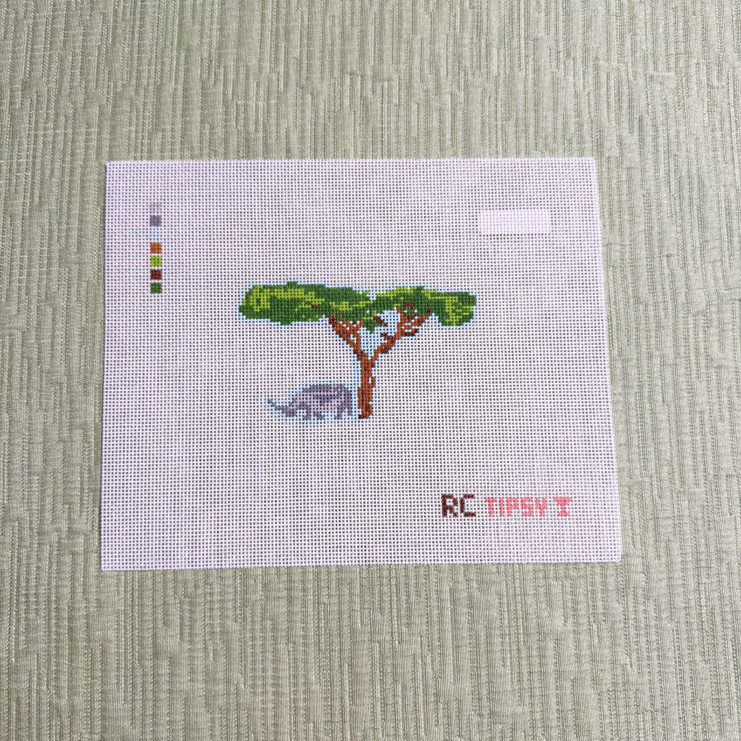 African Safari Rhino Needlepoint Canvas - RenniCo x T&amp;T