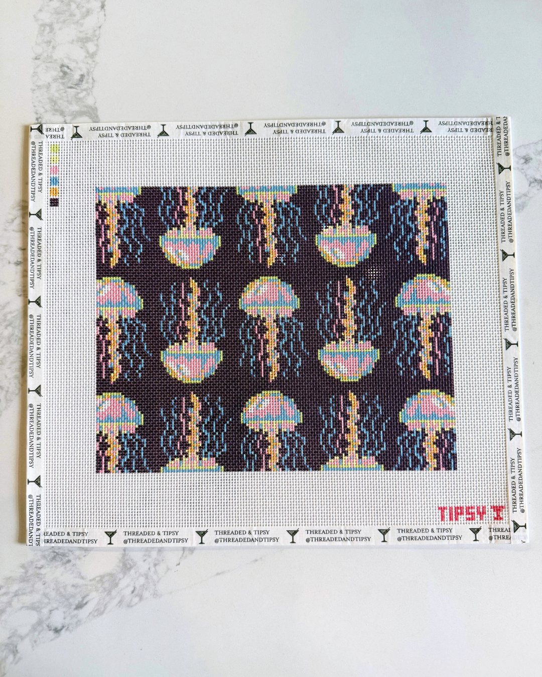 Neon Jellyfish Needlepoint Canvas