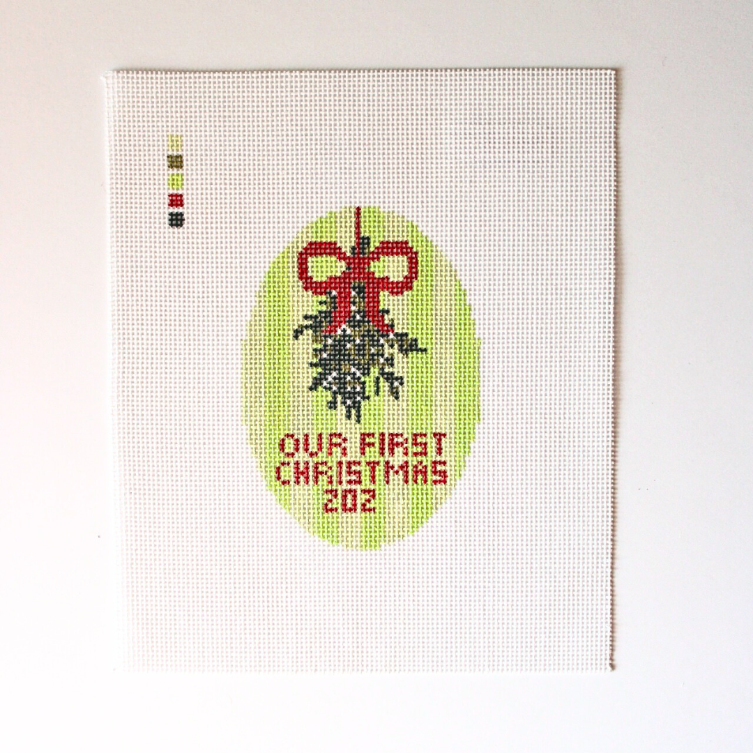 Our First Christmas Ornament (Custom Year) Needlepoint Canvas