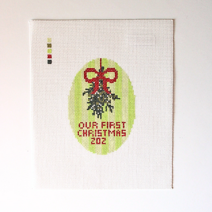 Our First Christmas Ornament (Custom Year) Needlepoint Canvas