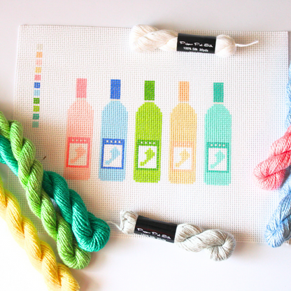 Pre-Order: Colorful Wine Bottles Needlepoint Canvas