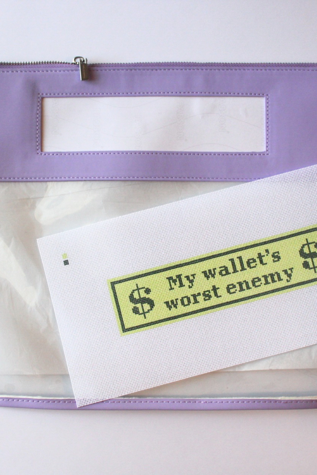 Self-Finishing Purple Leather Project Bag