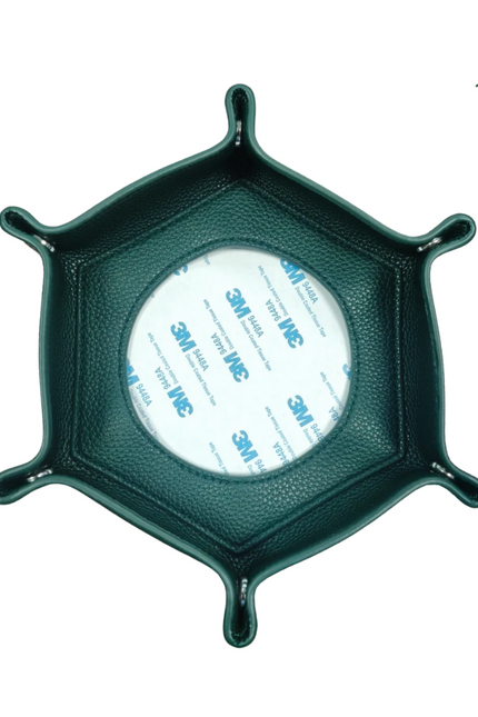 Needlepoint Self-Finishing Dark Green Hexagon Snap Tray