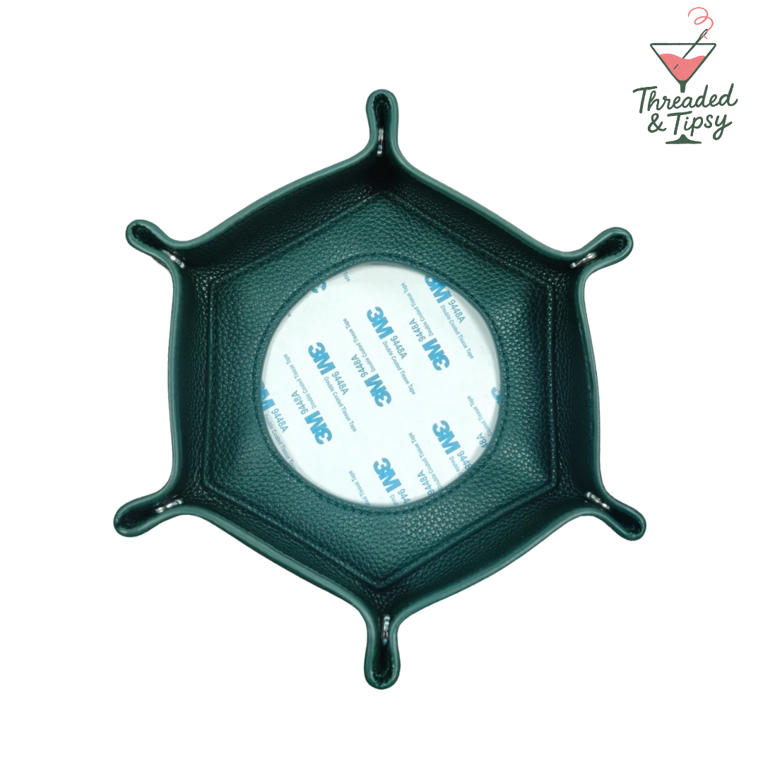 Needlepoint Self-Finishing Dark Green Hexagon Snap Tray