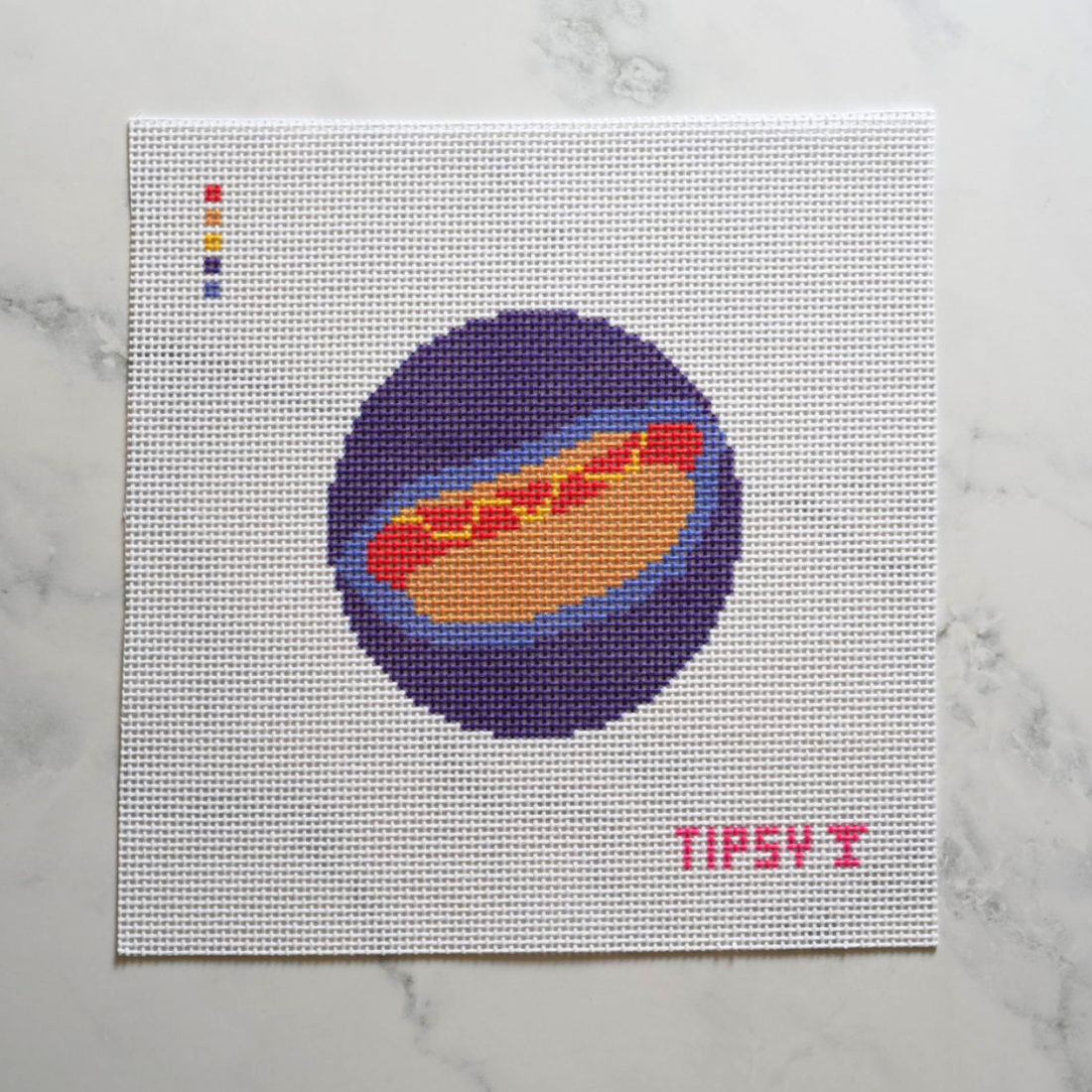 Hotdog Round Needlepoint Canvas