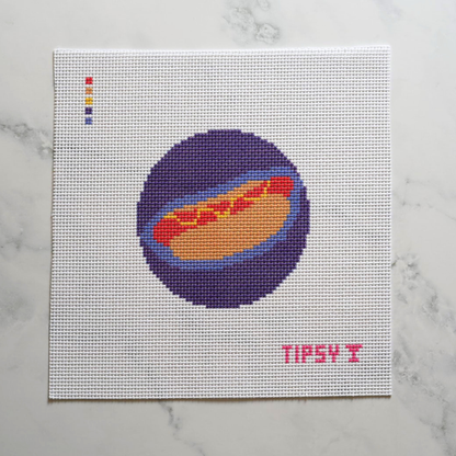 Hotdog Round Needlepoint Canvas