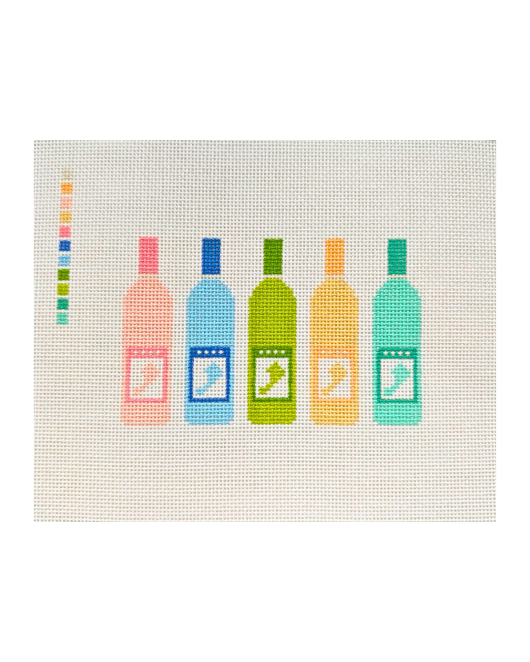 Colorful Wine Bottles Needlepoint Canvas