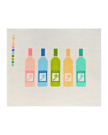 Pre-Order: Colorful Wine Bottles Needlepoint Canvas