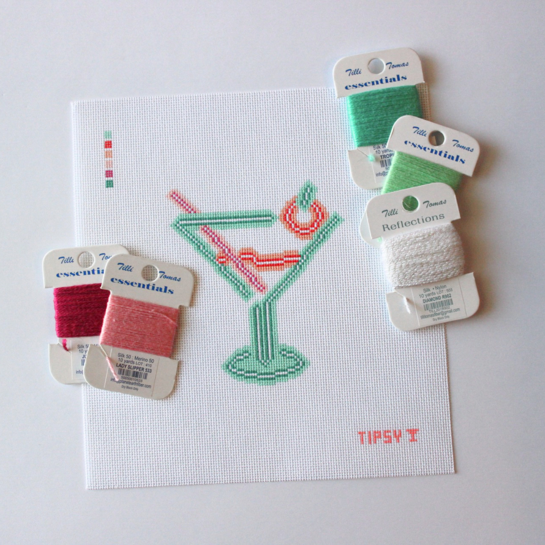 Neon Martini Needlepoint Canvas