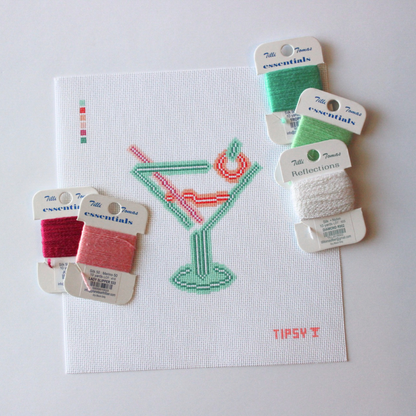 Neon Martini Needlepoint Canvas