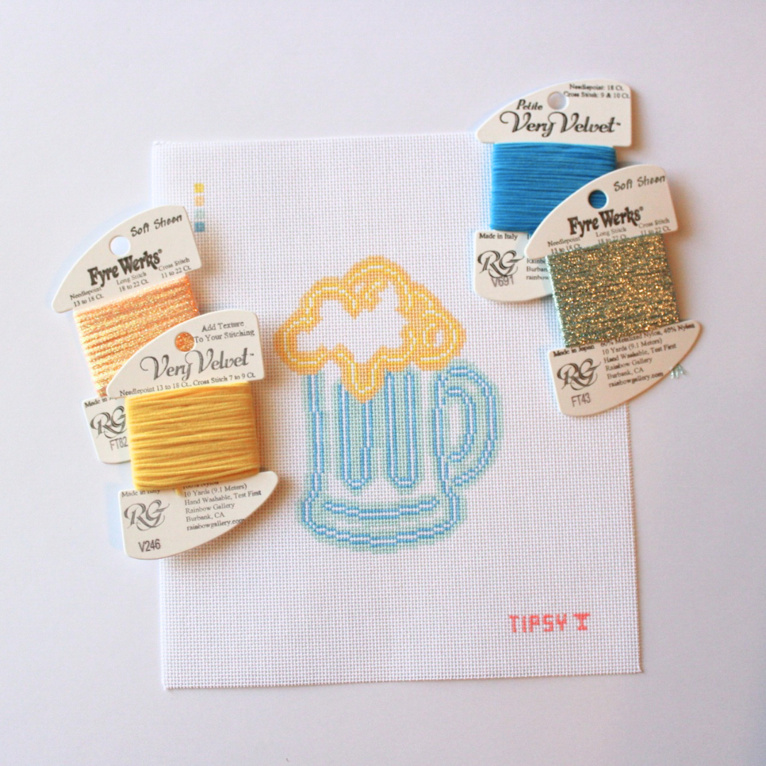 Neon Beer Needlepoint Canvas