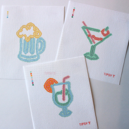 Neon Cocktail Needlepoint Canvas