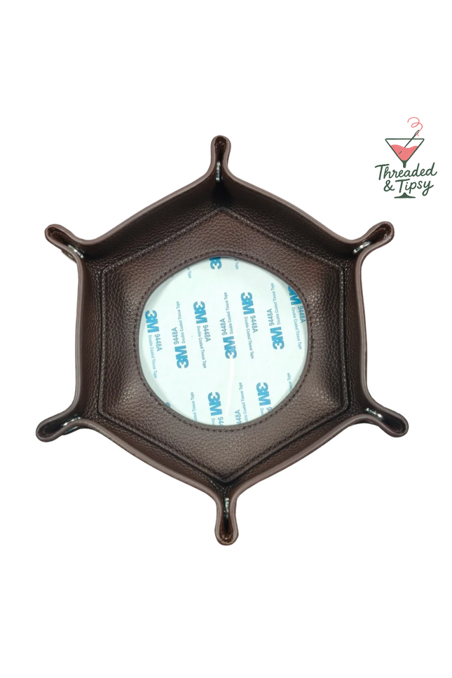 Needlepoint Self-Finishing Brown Hexagon Snap Tray