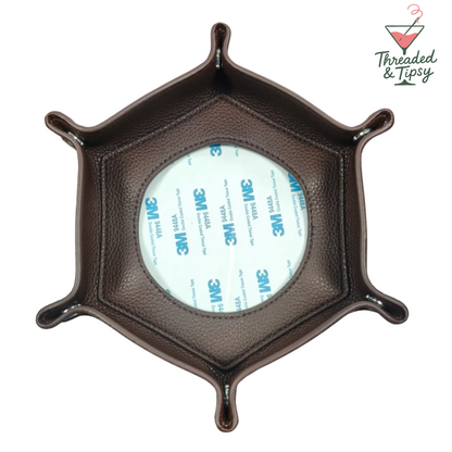 Needlepoint Self-Finishing Brown Hexagon Snap Tray
