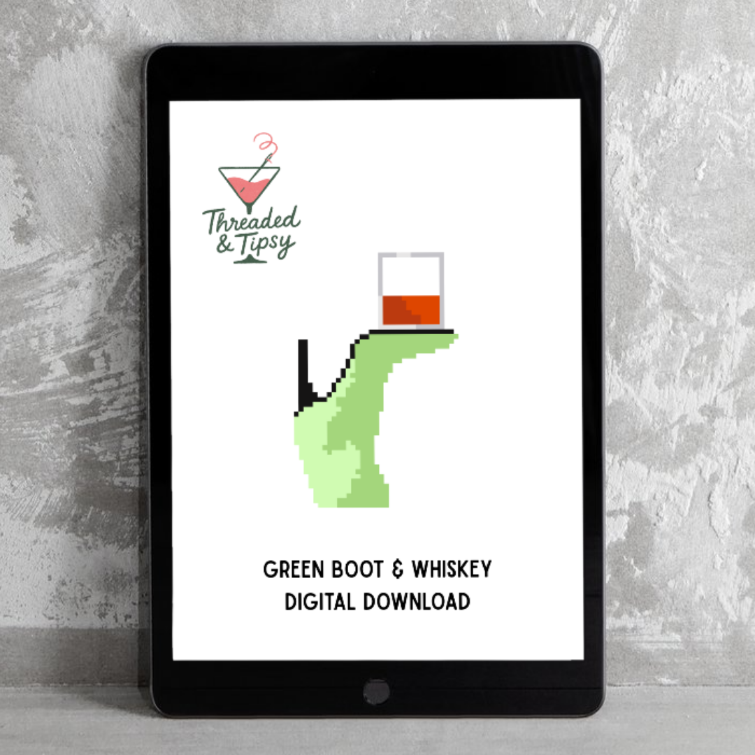Green Boot &amp; Whiskey Neat Digital Needlepoint Chart