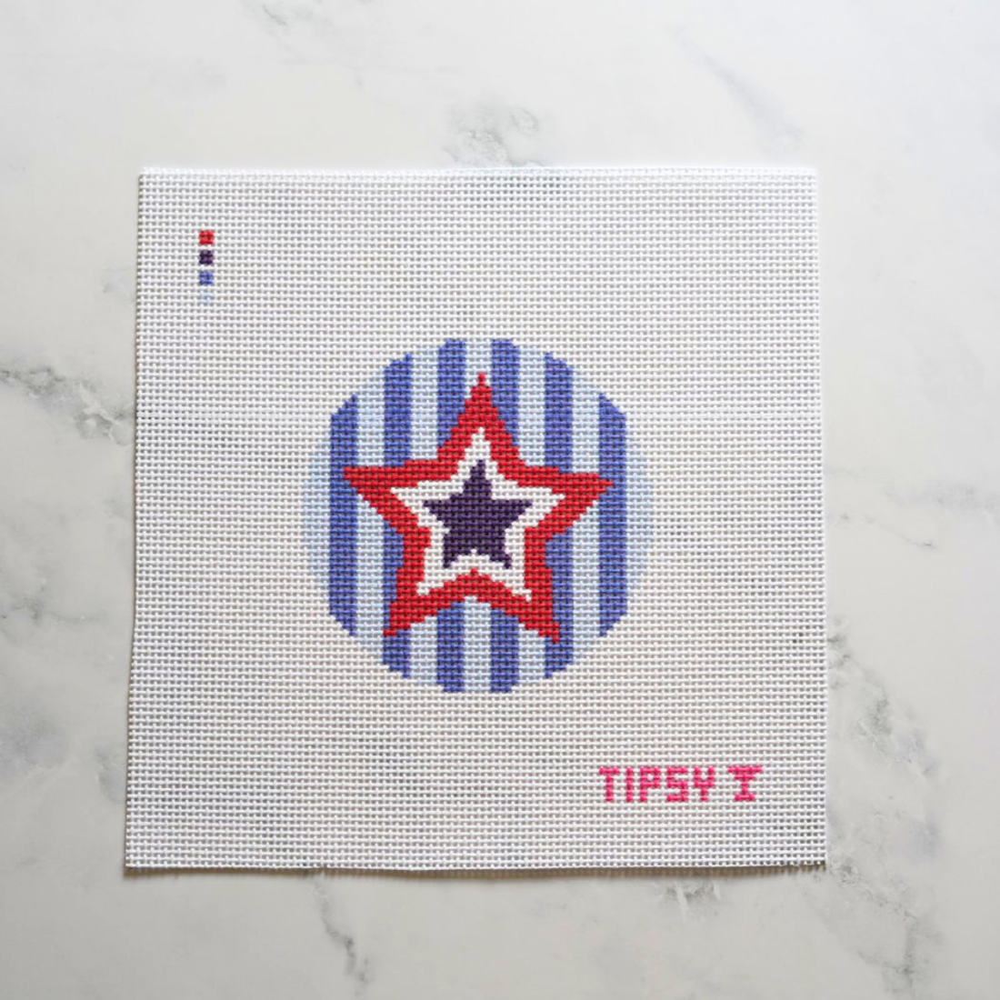 Patriotic Star Round Needlepoint Canvas