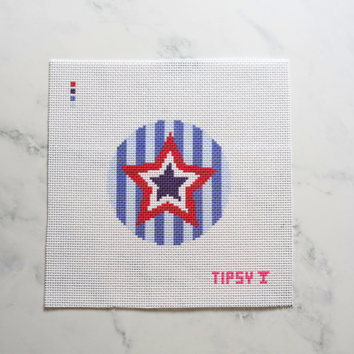Patriotic Star Round Needlepoint Canvas
