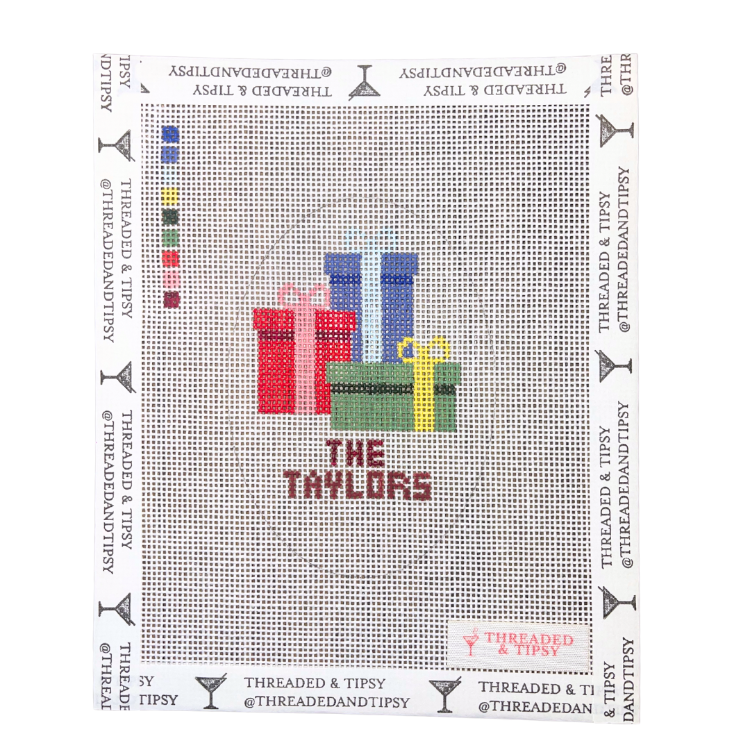 Family Christmas Ornament (Customizable) Needlepoint Canvas