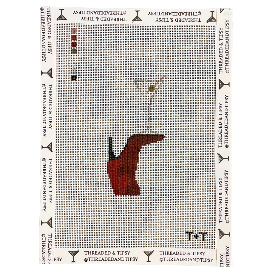 Red Boot &amp; Martini Needlepoint Canvas