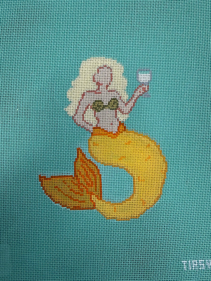 Yellow Tipsy Mermaid Needlepoint Canvas