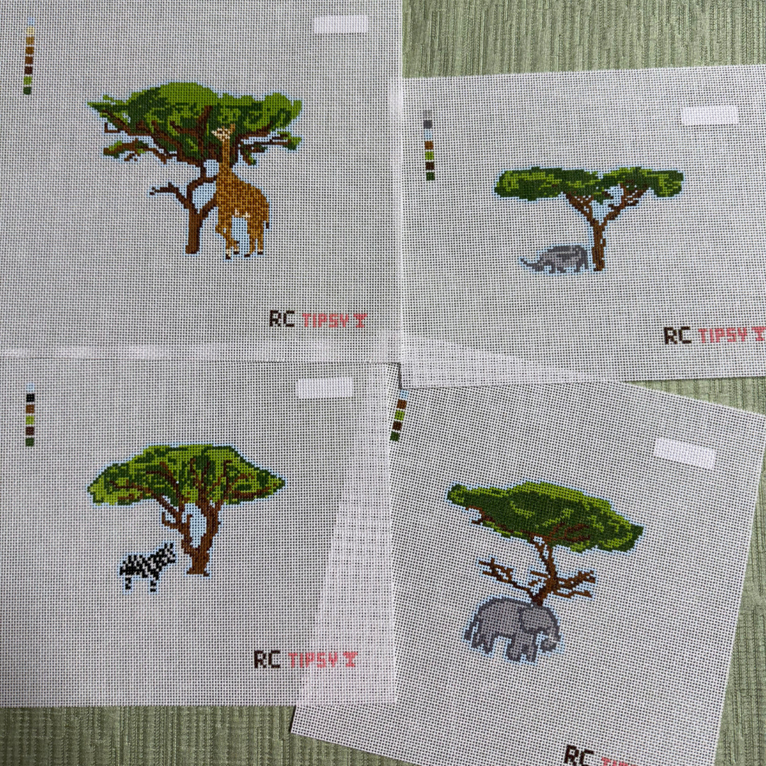 African Safari Elephant Needlepoint Canvas - RenniCo x T&amp;T