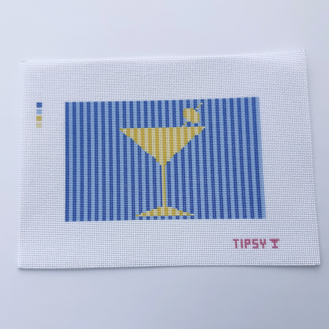 Blue &amp; Yellow Martini Purse Insert Needlepoint Canvas