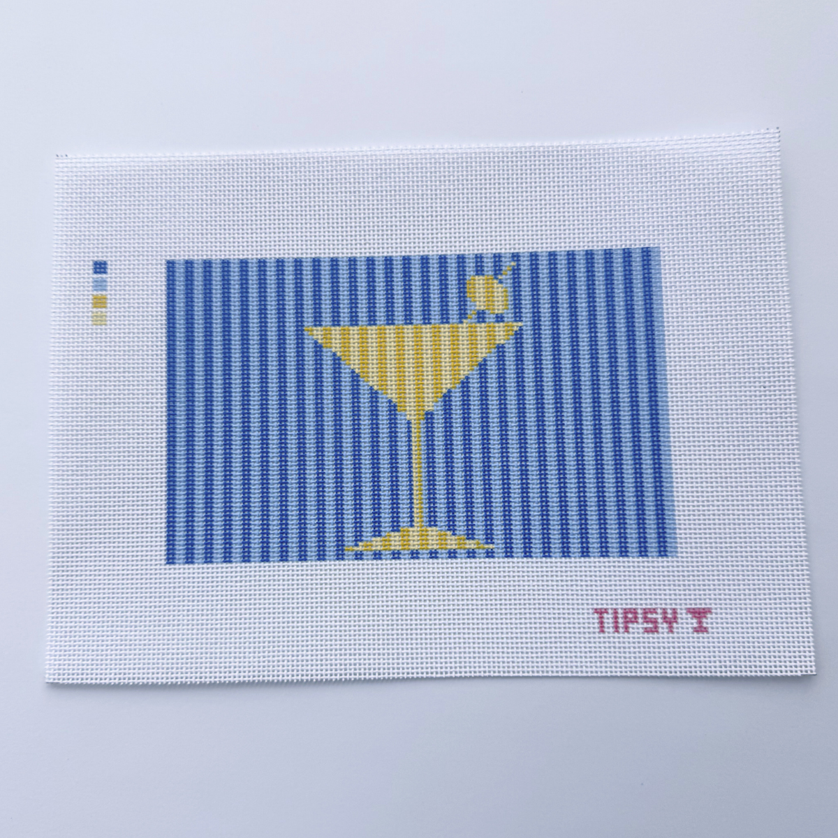 Blue &amp; Yellow Martini Purse Insert Needlepoint Canvas